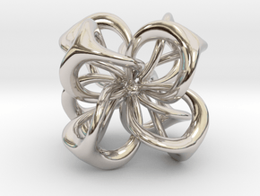 Flower in 4 Dimensions in Rhodium Plated Brass