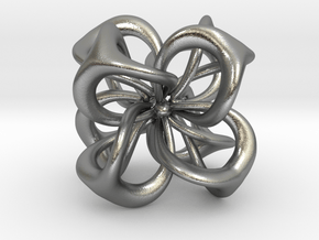 Flower in 4 Dimensions in Natural Silver