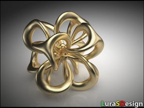 Flower in 4 Dimensions in Polished Bronzed-Silver Steel