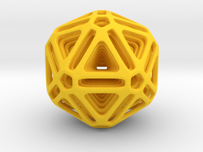 Nested Icosahedron for pendant in Yellow Processed Versatile Plastic