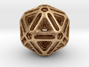 Nested Icosahedron for pendant in Natural Bronze