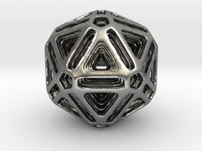 Nested Icosahedron for pendant in Natural Silver