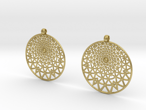 Grid Reluctant Earrings in Natural Brass