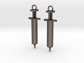 Syringe Earrings 2pc in Polished Bronzed-Silver Steel