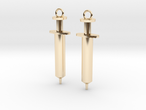 Syringe Earrings 2pc in 14k Gold Plated Brass
