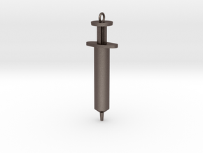 Syringe Pendant in Polished Bronzed-Silver Steel