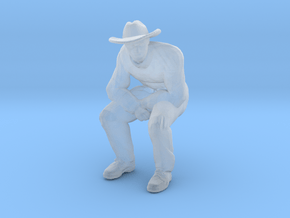 Man Sitting; Large Hat in Smoothest Fine Detail Plastic: 1:64 - S