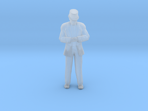Man Standing Head Bowed Hands Clasped: Suit & Top  in Smoothest Fine Detail Plastic: 1:64 - S
