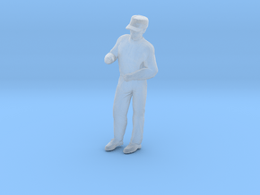 Man Standing Arms Bent: Wearing a Cap in Smoothest Fine Detail Plastic: 1:64 - S