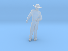 Man Standing Arm Bent: Wearing a Large Hat in Smoothest Fine Detail Plastic: 1:64 - S