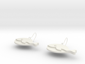 Whale earrings in White Natural Versatile Plastic