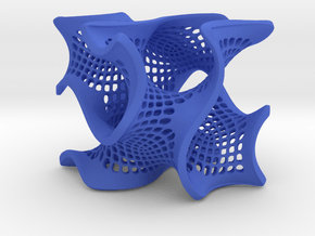 Perforated gyroid in Blue Processed Versatile Plastic