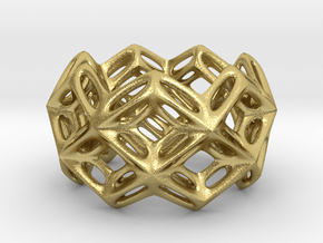 3D printed Silver Ring Lace Space Parametric Desig in Natural Brass