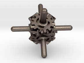 Clockwork Gears Dice in Polished Bronzed-Silver Steel: d8