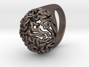 Brain Ring in Polished Bronzed-Silver Steel: 8.25 / 57.125