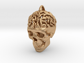 Brain Skull Pendant in Natural Bronze