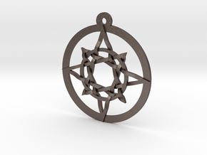 Iso 8 Pointed Star Pendant 1.2" in Polished Bronzed-Silver Steel