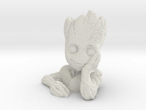 Baby Groot voxelized in White Natural Versatile Plastic