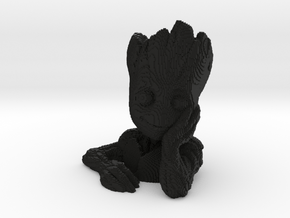 Baby Groot voxelized in Black Premium Versatile Plastic