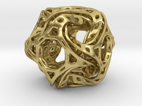 Ported looped drilled  cube colored in Natural Brass