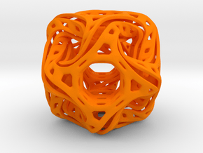 Ported looped drilled  cube pendant in Orange Processed Versatile Plastic