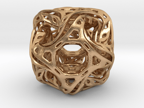 Ported looped drilled  cube pendant in Natural Bronze
