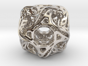 Ported looped drilled  cube pendant in Platinum