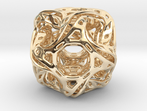 Ported looped drilled  cube pendant in 14k Gold Plated Brass