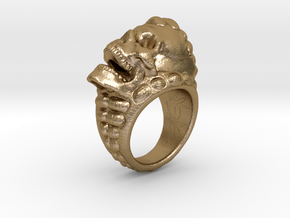 skull ring size 6 1/4 -US in Polished Gold Steel