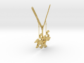 Swan necklace in Polished Brass: Medium