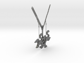 Swan necklace in Fine Detail Polished Silver: Medium