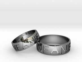 cravedtextring-pair in Fine Detail Polished Silver