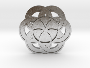 Crop circle Pendant 3 Flower of life colored in Natural Silver