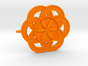 Crop circle Pendant 3 Flower of life  in Orange Processed Versatile Plastic