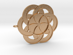 Crop circle Pendant 3 Flower of life  in Natural Bronze