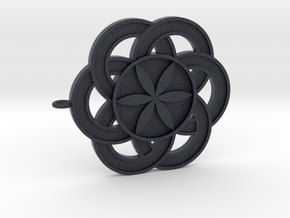 Crop circle Pendant 3 Flower of life  in Black PA12