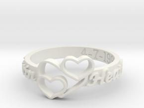 Anniversary Ring with Triple Heart - April 7, 1990 in White Natural Versatile Plastic