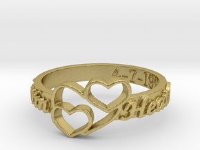 Anniversary Ring with Triple Heart - April 7, 1990 in Natural Brass