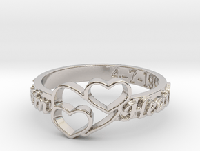 Anniversary Ring with Triple Heart - April 7, 1990 in Platinum