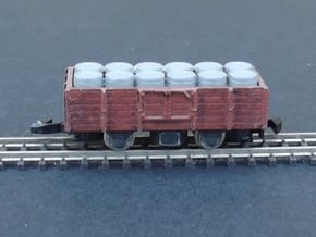 Wagon Plat/Tombereau Load Barrels - Nm - 1:160 in Smooth Fine Detail Plastic