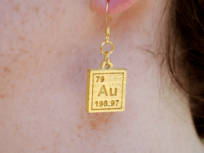 Gold Periodic Table Earrings in Polished Gold Steel