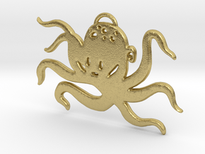 Octopus Pendant in Natural Brass