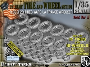 1/35 Ward LaFrance M1 Wrecker Tire+Wheels Set101 in Tan Fine Detail Plastic