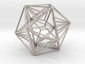 Great Dodecahedron 1.6" in Rhodium Plated Brass