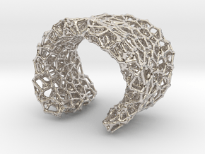 Cellular Cuff Bracelet in Rhodium Plated Brass