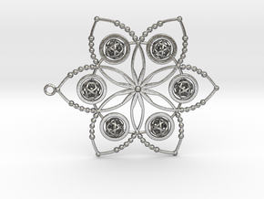Crop circle pendant 2 (modified design for steel p in Natural Silver