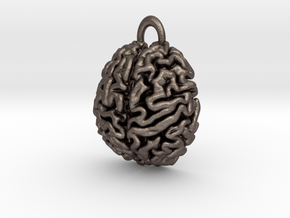 Anatomical Brain Pendant in Polished Bronzed-Silver Steel