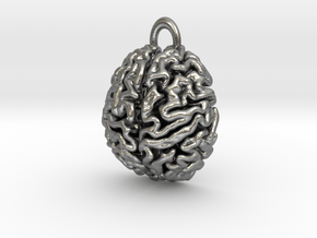 Anatomical Brain Pendant in Natural Silver