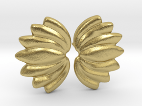Lotus018 Earrings 08mm in Natural Brass