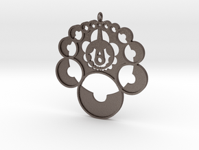 Crop circle pendant 4  in Polished Bronzed-Silver Steel